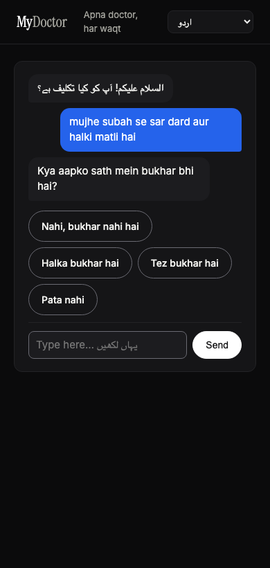 MyDoctor on a phone: AI symptom interview in the patient's language